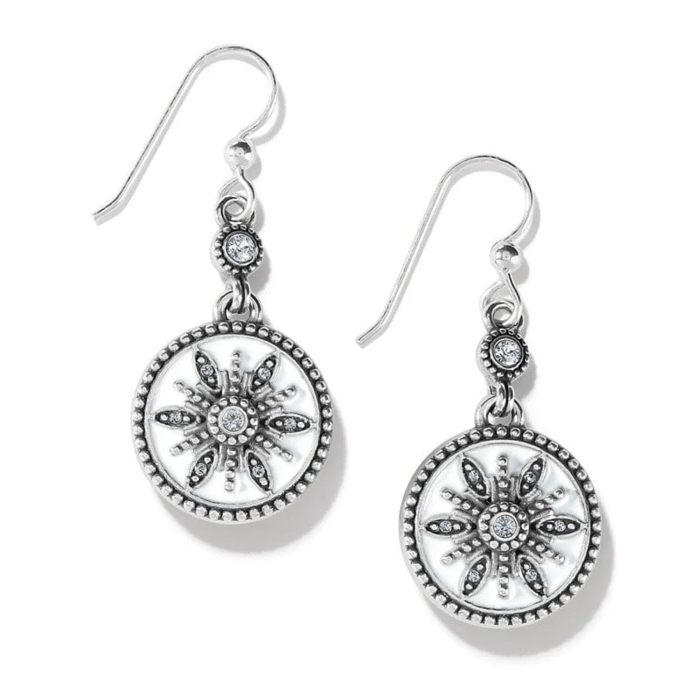 Brighton Neve Reversible French Wire Earrings Silver White Crystal JA9307 NEW